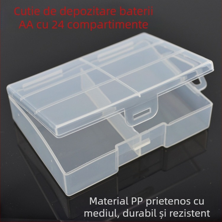 INNEST Cutie de depozitare pentru baterii, 24 compartimente, material PP, compatibilă cu bateriile AAA și Nr. 7, certificat ROHS
