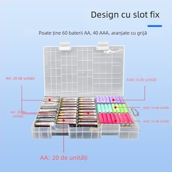 PowerLion cutie de depozitare baterii cu mai multe compartimente – organizator transparent pentru bateriile cilindrice, ROHS certificată