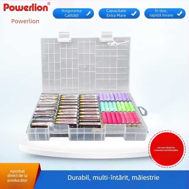 PowerLion cutie de depozitare baterii cu mai multe compartimente – organizator transparent pentru bateriile cilindrice, ROHS certificată