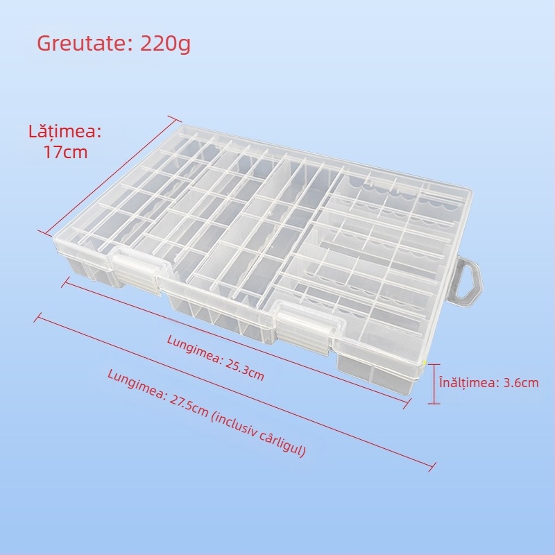 PowerLion cutie de depozitare baterii cu mai multe compartimente – organizator transparent pentru bateriile cilindrice, ROHS certificată