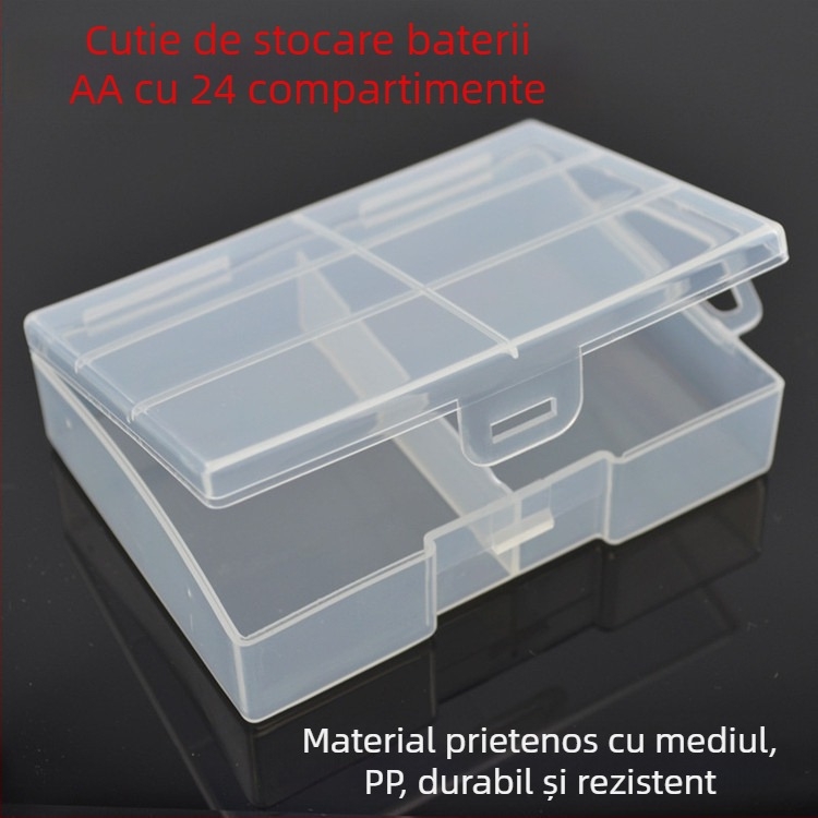 Cutie de stocare baterii AAA, 24 compartimente, material PP, certificare ROHS