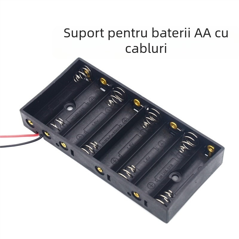 Cutie pentru baterii No. 5, 8 celule, dispunere laterală, 12V în serie, Carcasă dură