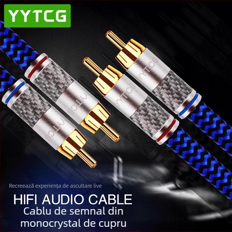 YYTCG cablu RCA de semnal 6N din cupru monocrystal, 2 la 2 HiFi audio