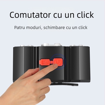 Frontala de cap reîncărcabilă cu baterie încorporată 18650 (1200 mAh), încărcare USB, sursă de lumină COB, 5 LED, corp ABS, rază până la 50 m