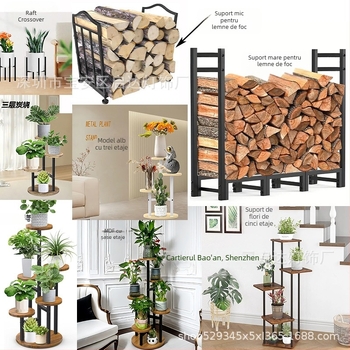 Raft de plante cu trei etaje din lemn pentru grădină și sufragerie (Material: Lemn; Import: Nu; Brand: Alt; Cadou: Nu)