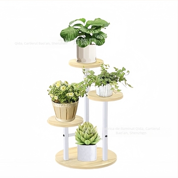 Raft de plante cu trei etaje din lemn pentru grădină și sufragerie (Material: Lemn; Import: Nu; Brand: Alt; Cadou: Nu)