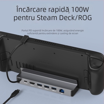 Lan Shuo DS601 Stație Docking Type-C pentru ROG/Steam Deck – 5Gbps, fără alimentare externă