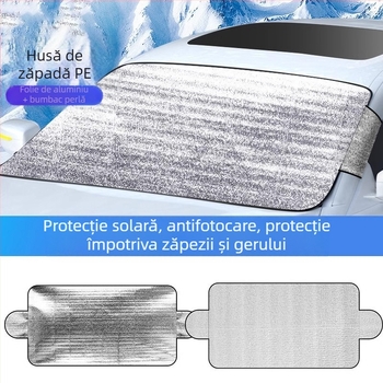 Acoperire parbriz auto, din bumbac perl, îngroșat, impermeabilă și izolație termică pentru iarnă, instalare cu clips
