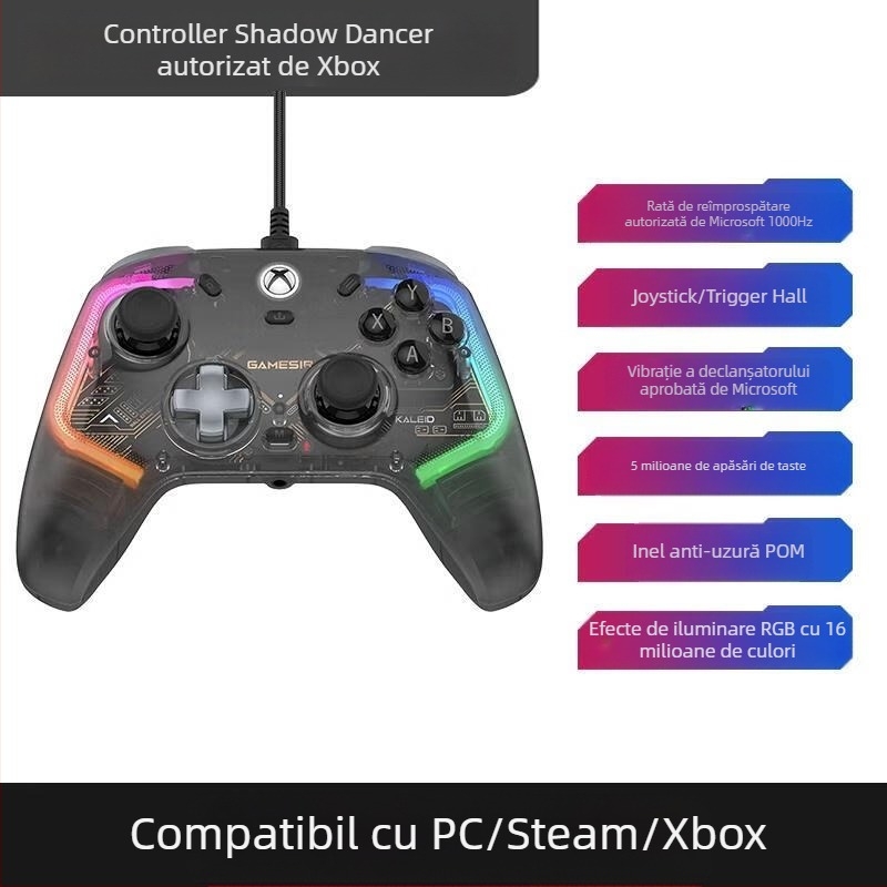 GameSir K1 controller de joc cablat pentru Xbox, USB, vibrație și senzor de mișcare, compatibil cu Xbox 360 și PC