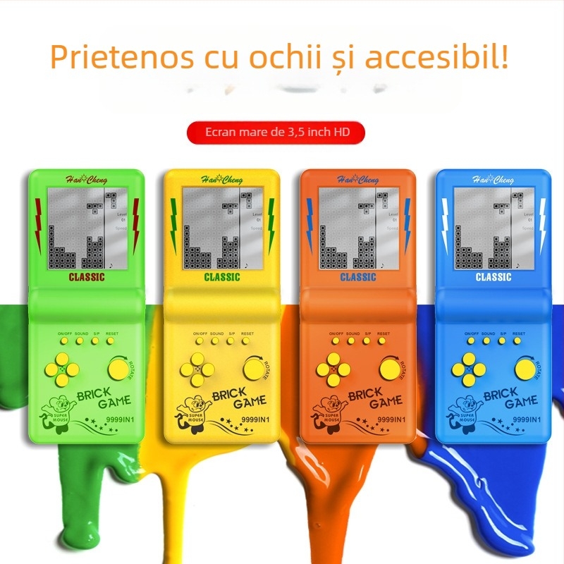 Consolă portabilă retro pentru jocuri Tetris, 256 MB memorie, pentru un singur jucător, design nostalgic, greutate 150 g