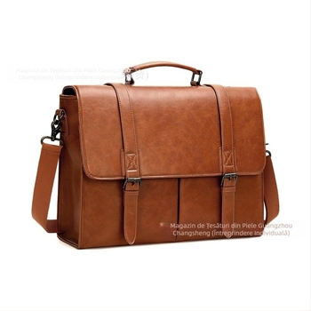 Geantă mesager pentru laptop din piele sintetică pentru bărbați – stil vintage casual, afaceri, multifuncțională, capacitate mare, căptușeală PU, model uni, primăvara 2024