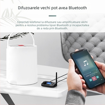 Adaptor Bluetooth emițător/receptor unu-la-două cu interfață USB, Plug-and-Play, alimentare externă, suportă două dispozitive, Bluetooth 5.0