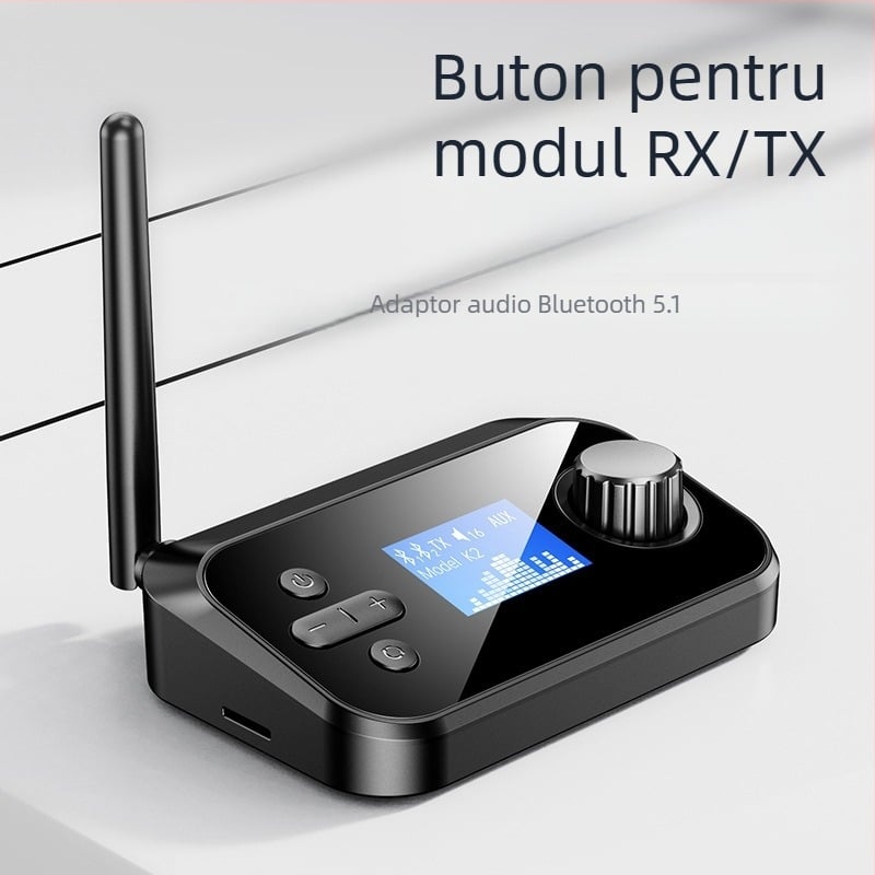 Adaptor Bluetooth emițător/receptor unu-la-două cu interfață USB, Plug-and-Play, alimentare externă, suportă două dispozitive, Bluetooth 5.0