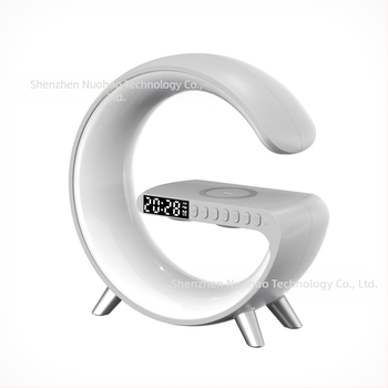 Difuzor Bluetooth AI cu încărcare wireless, lampă ambientală, ceas de alarmă și lampă de birou (Bluetooth 5.3; încărcare wireless; baterie încorporată; ceas de alarmă)