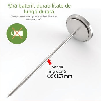 Termometru de sol din oțel inoxidabil pentru grădină, impermeabil, fără baterie, 0–30°C, rezoluție 2.5°C, Kaitai KT