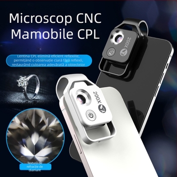 APEXEL ms002 Microscop pentru telefon mobil, mărire 200x, iluminare LED, lentil CPL, cameră HD portabilă pentru Apple iPhone
