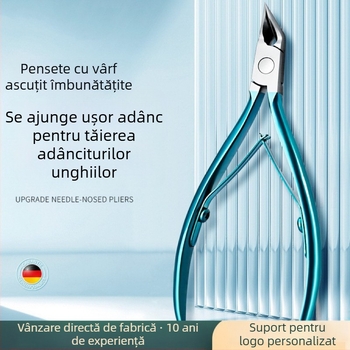 Clește de pedichiură din oțel inoxidabil, gură înclinată și vârf ascuțit, pentru unghii încarnate și îndepărtarea pielii moarte, design portabil cu gură plată