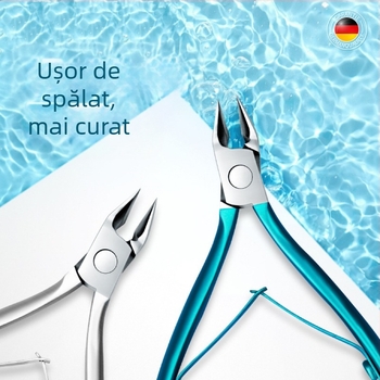 Clește de pedichiură din oțel inoxidabil, gură înclinată și vârf ascuțit, pentru unghii încarnate și îndepărtarea pielii moarte, design portabil cu gură plată