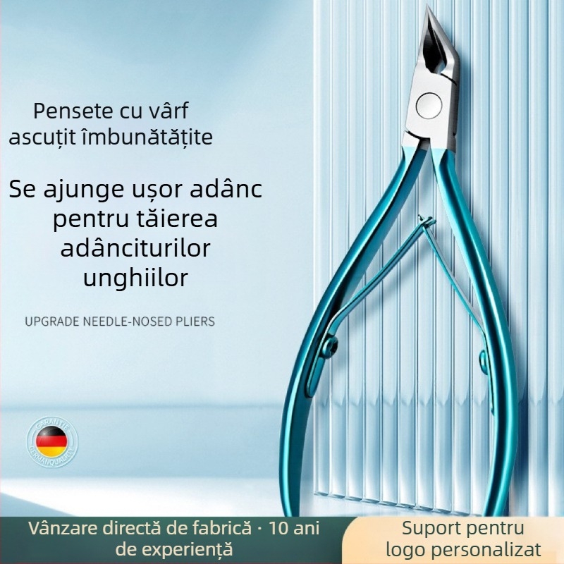 Clește de pedichiură din oțel inoxidabil, gură înclinată și vârf ascuțit, pentru unghii încarnate și îndepărtarea pielii moarte, design portabil cu gură plată