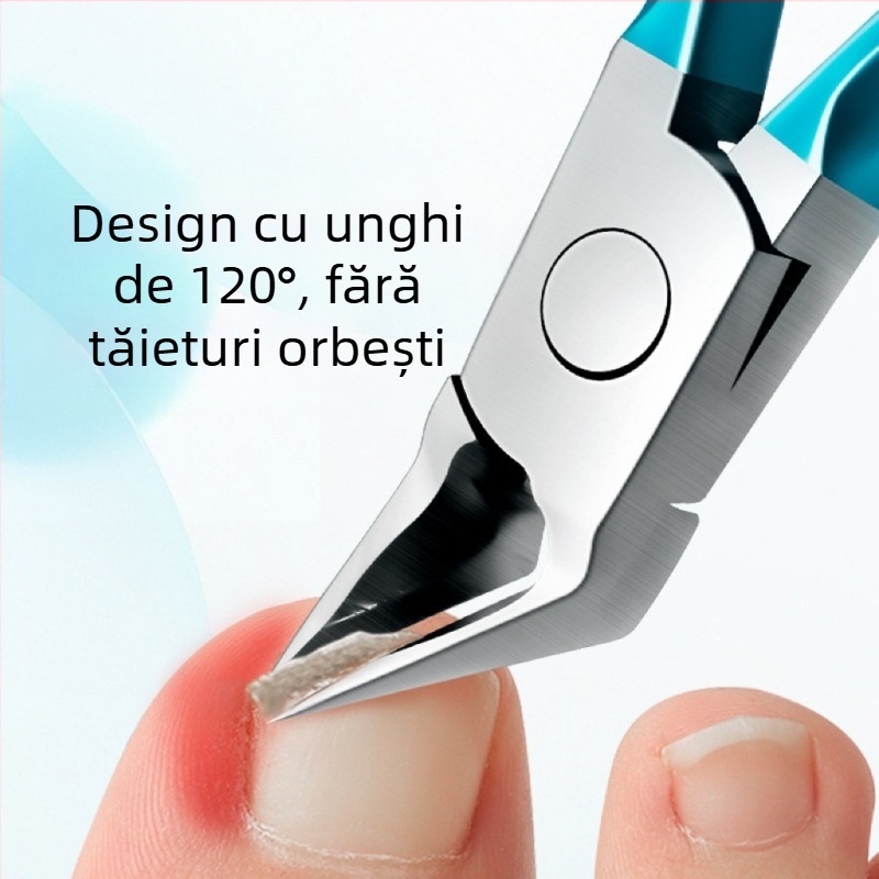 Clește de pedichiură din oțel inoxidabil, gură înclinată și vârf ascuțit, pentru unghii încarnate și îndepărtarea pielii moarte, design portabil cu gură plată