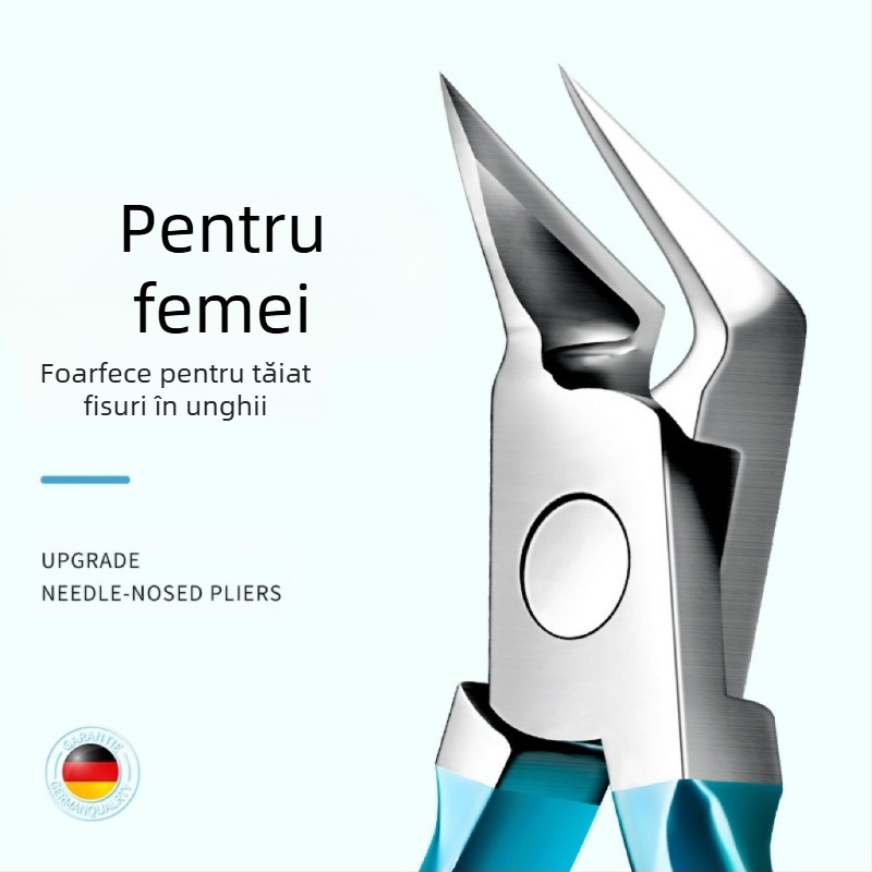 Clește de pedichiură din oțel inoxidabil, gură înclinată și vârf ascuțit, pentru unghii încarnate și îndepărtarea pielii moarte, design portabil cu gură plată