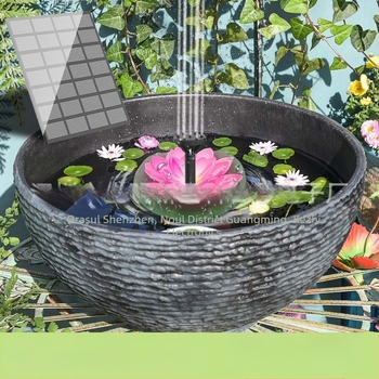 Set pompă de apă solară pentru fântână de grădină, cu design de lotus