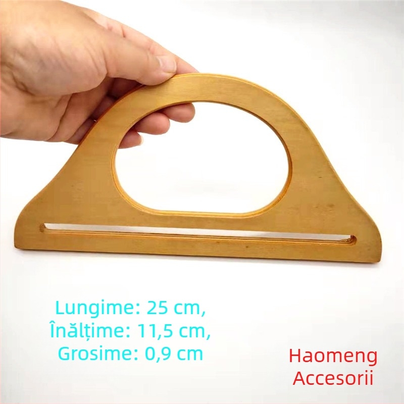 Mâner circular din lemn masiv pentru geantă, model A-089, brand Meters