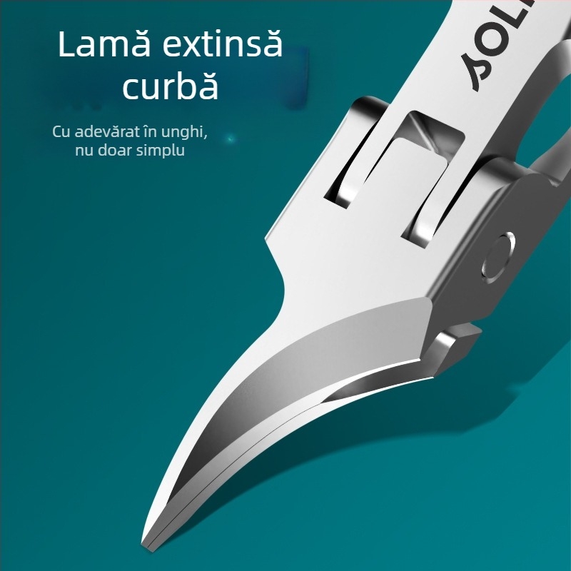 Clește de unghii din oțel inoxidabil, vârf oblic, portabil, pentru manichiură acasă