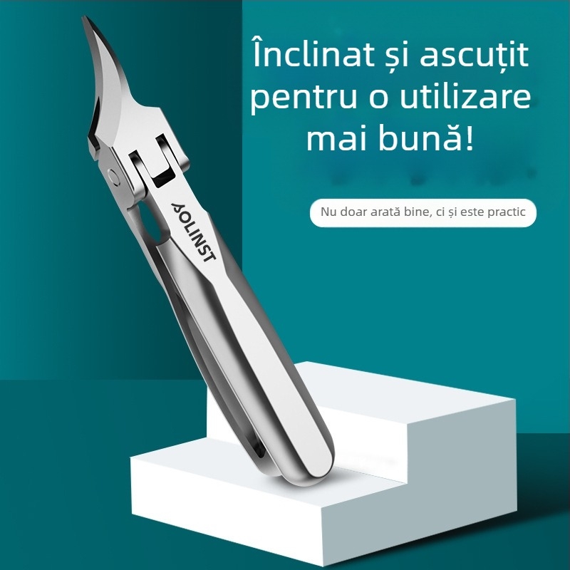 Clește de unghii din oțel inoxidabil, vârf oblic, portabil, pentru manichiură acasă