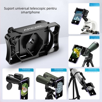 APL-F002 Clip pentru telefon monocular cu adaptor pentru ocular de microscop, clip metalic multifuncțional