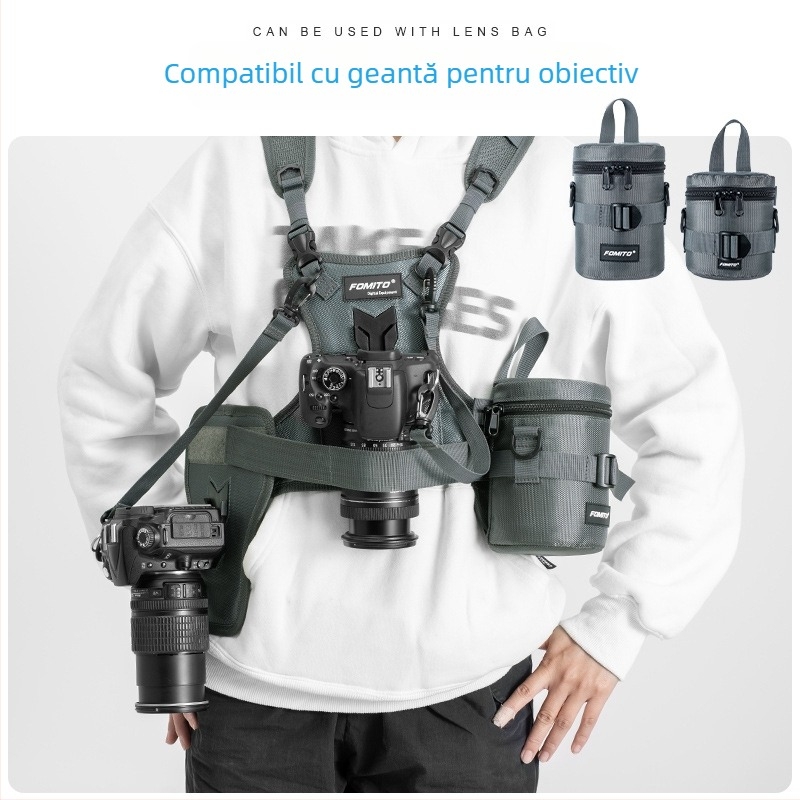 FOMITO MQ-MSP01 Curea dublă pentru cameră DSLR – Nylon/Bumbac, încărcare maximă 4 kg, compatibil cu toate camerele SLR