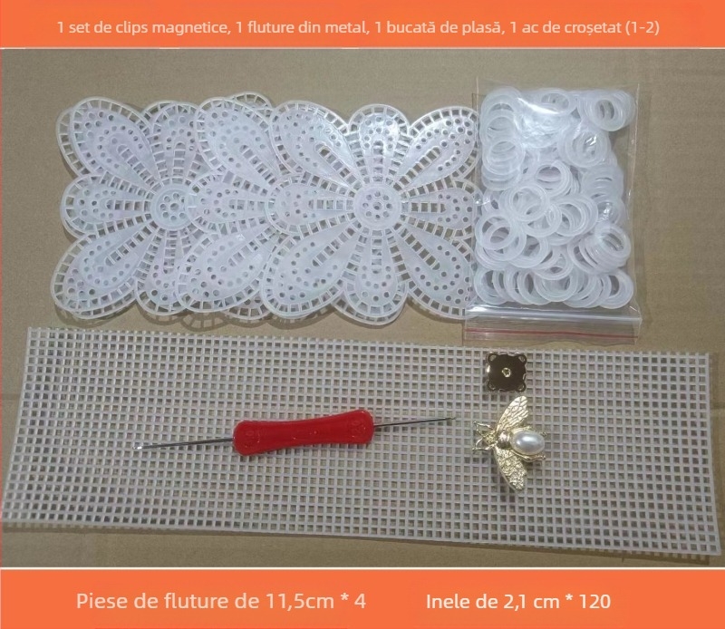 Piesă fluture din plasă plastică – Autochs, Rășină plastică, Material DIY croșetare pentru genți și perne