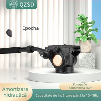 Trepied DSLR cu gimbal hidraulic Q90 pentru fotografia de păsări și teleobiective, mâner pentru cameră 3/8-1/4 montaj • aliaj de aluminiu • rotație orizontală 360° • rotație verticală 90° • greutate 0,99 kg