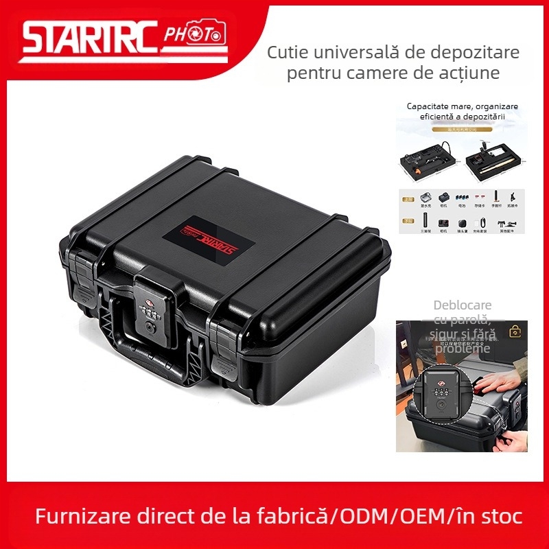 Cutie de stocare pentru cameră cu încuietoare cu parolă, PP, 10 L, IP67 impermeabil, compatibil GoPro HERO, DJI Action Pocket, Shadow Stone Ace Pro