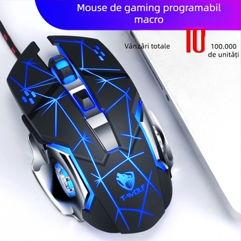 Thunderwolf V6 mouse gaming cu fir, senzor optic 3200 DPI, 6 butoane, design ergonomic
