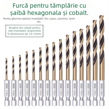 Set de 13 bucăți burghiu cu ax hexagonal, din oțel rapid, durabil și de înaltă calitate