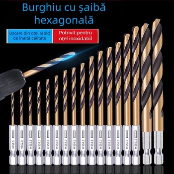 Set de 13 bucăți burghiu cu ax hexagonal, din oțel rapid, durabil și de înaltă calitate