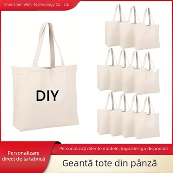 Geantă tote din pânză cu imprimare prin transfer termic, geantă de cumpărături din pânză pentru studenți, purtare pe umăr sau în mână