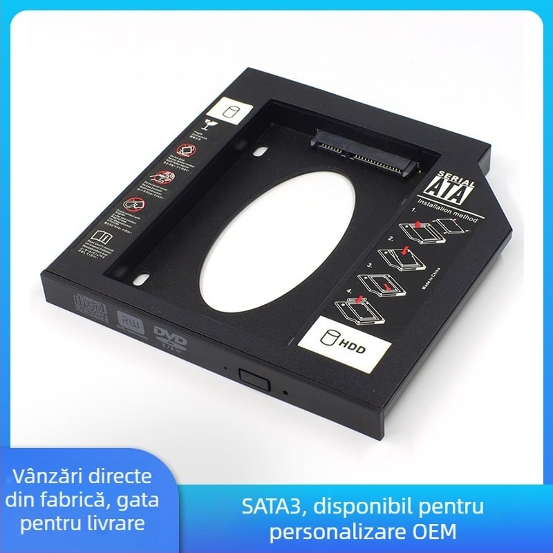 HCX-95B Suport laptop pentru unitate optică HDD/SSD, plastic, OEM, 2023