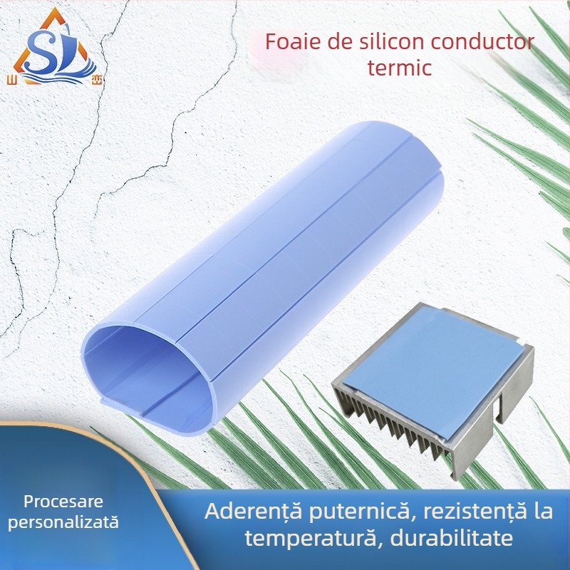 Folie de silicon termoconductiv pentru izolația alimentării, disipare de căldură, etanșare și amortizare, flexibilă și comprimabilă; Brand Mountains; Material: Cauciuc; Rezistență la temperatură: 200; Rezistență la flacără: fără flacără; Personalizare proc