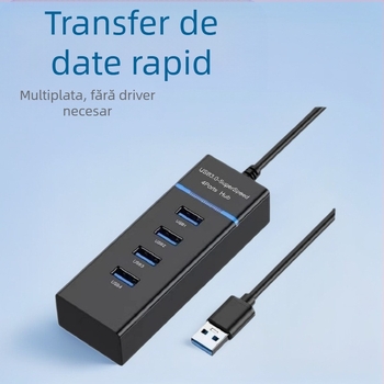 Hub USB 3.0 cu 4 porturi, alimentat prin USB (bus-powered), 5 Gbps, cablu de 30 cm, model T60
