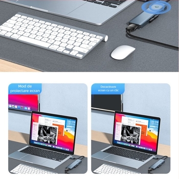 Stație de docking Type-C cu hub USB, Model 2319, 5.0Gbps, Fără alimentare externă