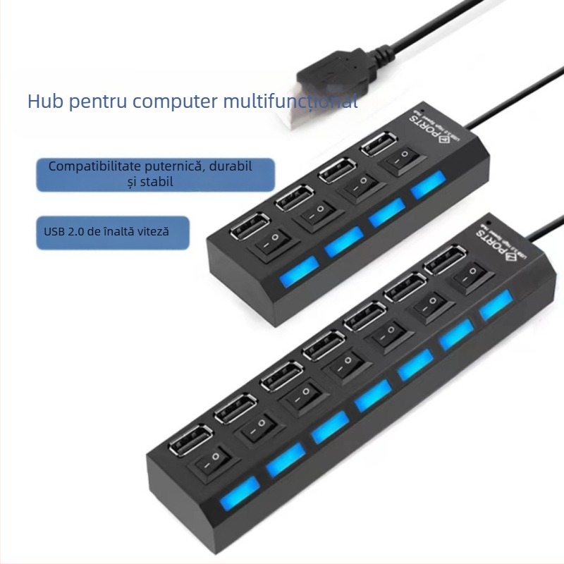 Hub USB 2.0 cu 4 porturi, configurație 1 la 4, fără alimentare externă, model SCL-2l65