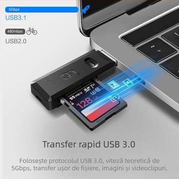 C396 Cititor USB 3.0, 2 în 1 pentru TF/SD