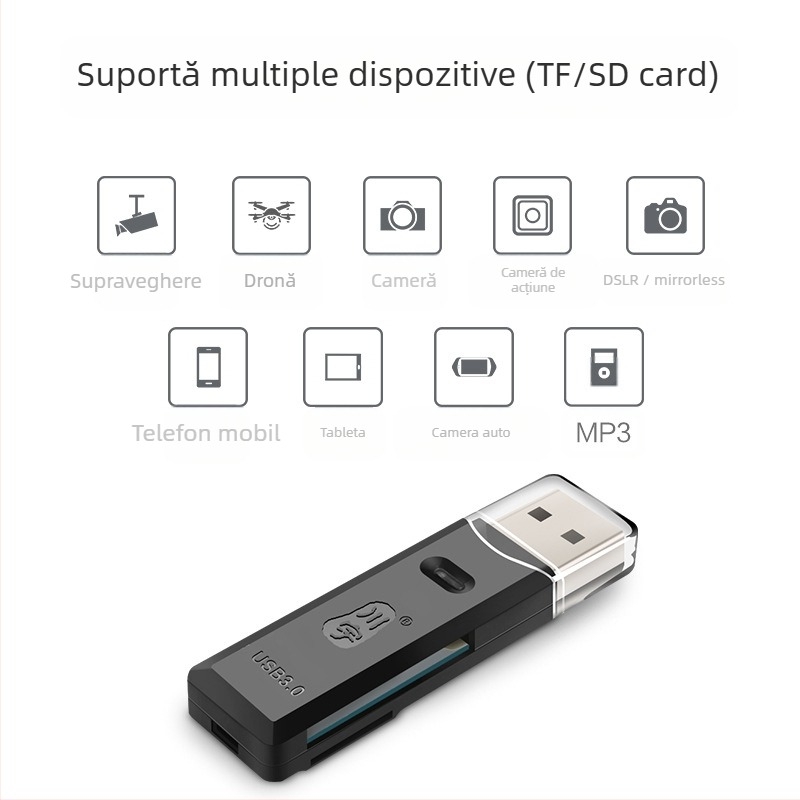C396 Cititor USB 3.0, 2 în 1 pentru TF/SD