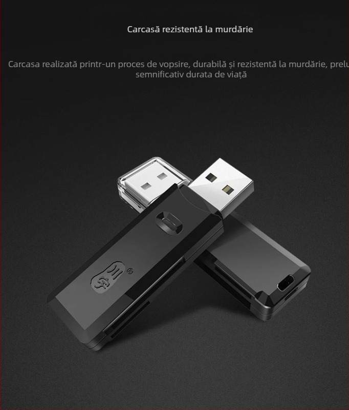 Chuanyu C296 Cititor de carduri USB 2.0, sloturi duale SD/TF, cititor 2 în 1 SD/TF