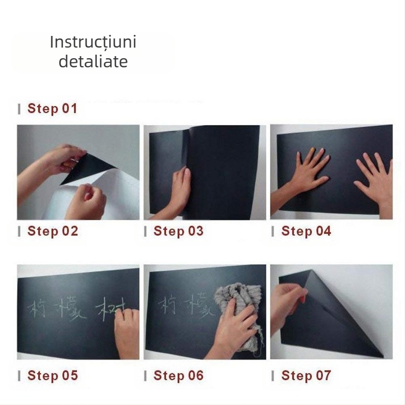 Autocolant de perete impermeabil, demontabil, cu suprafață de tablă de scris, panou PVC, o singură față