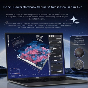 Film AR anti-reflexie pentru Huawei MateBook / Honor MagicBook, anti-strălucire, anti-amprente, adsorbție electrostatică