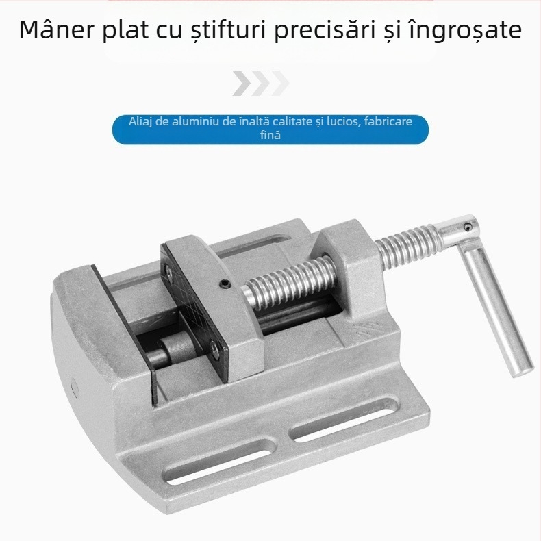 Dorn de banc din aliaj de aluminiu, cu fălci plate, ghidare dublă pentru prindere precisă la frezare și polisare