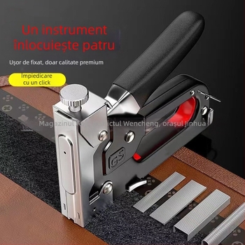 Pistol cuie manual pentru tâmplărie și mobilier – seria uneltelor manuale; 100 unități de legare, 1000 de cuie pe cutie
